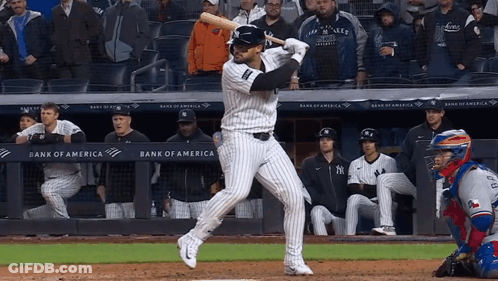 Yankees Player Swinging At Pitch GIF
