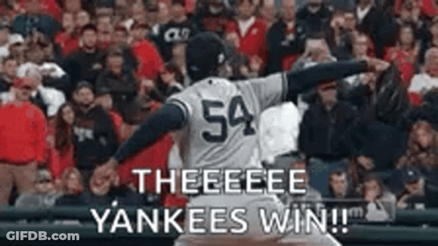 Yankees Sweep Aroldis Chapman Celebrating GIF