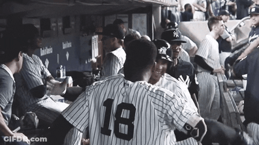 Yankees Sweep Dug Out Celebration GIF