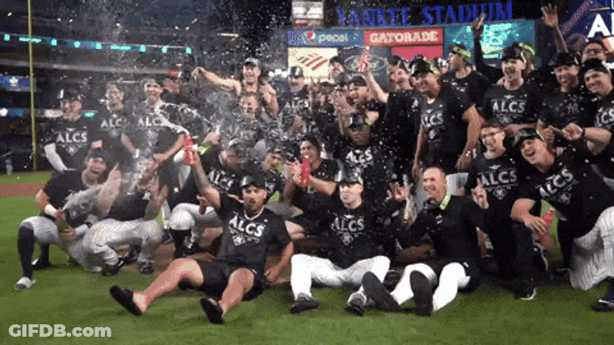 Yankees Win Pop Champagne GIF