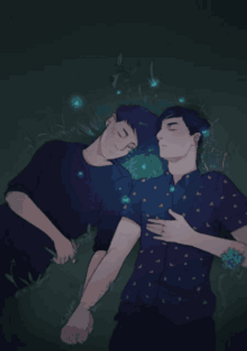 Yaoi Gay Love Couple Hold Hands Sleeping GIF