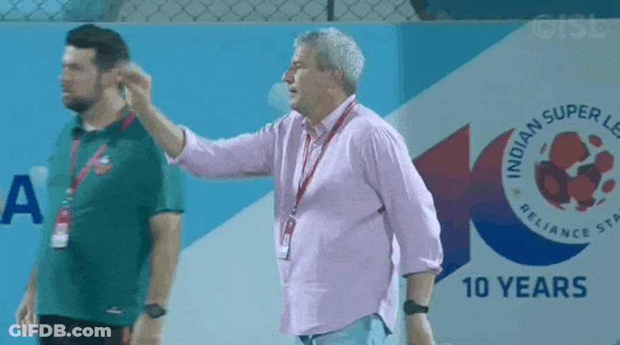 Yapping Exasperated Coach Walking Backwards GIF