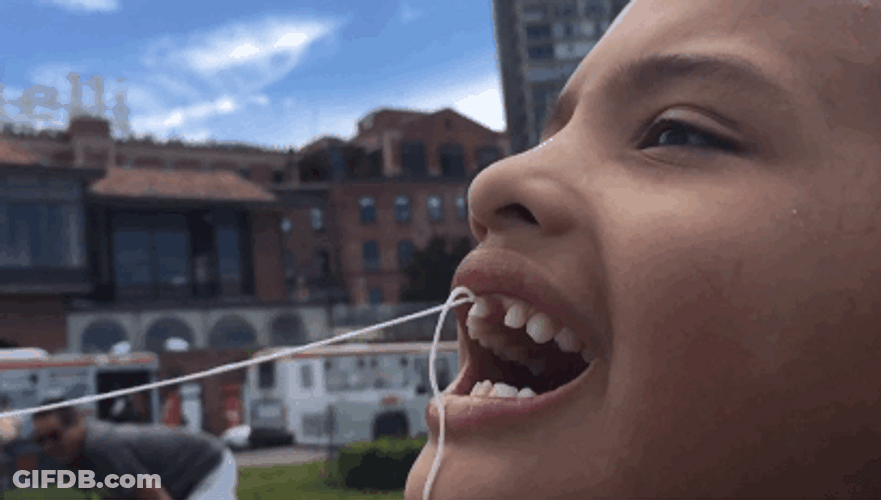 Yarn Pulling Kid No Teeth GIF
