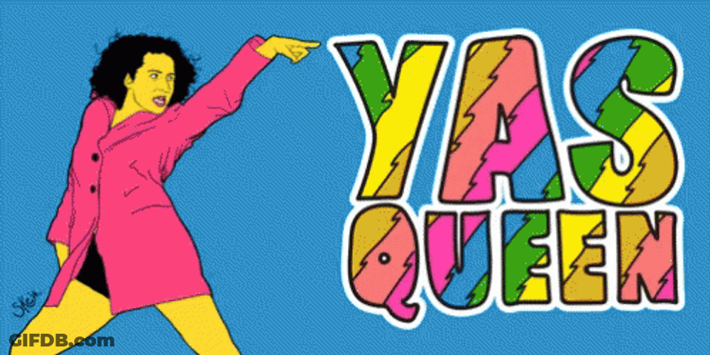 Yas Queen Rainbow Text Retrowave GIF