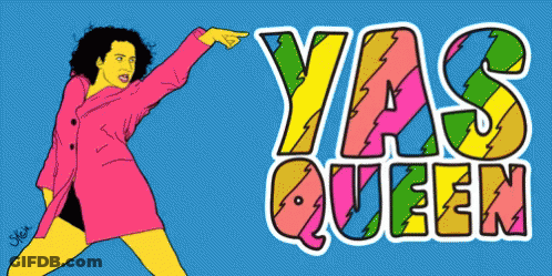Yas Queen Text With Woman Pointing GIF