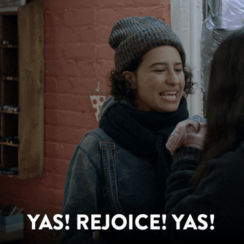 Yas Rejoice Elated Lady Celebrating GIF