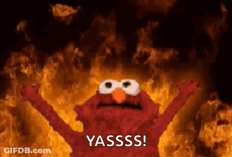 Yasssss Elmo Fiery Background GIF