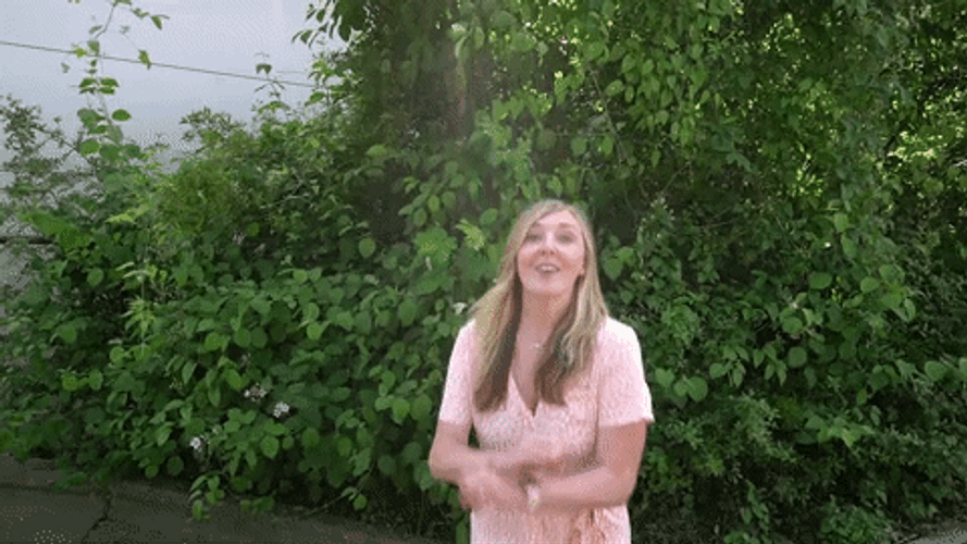 Yasssss Vibrant Lady Jumping From Excitement GIF