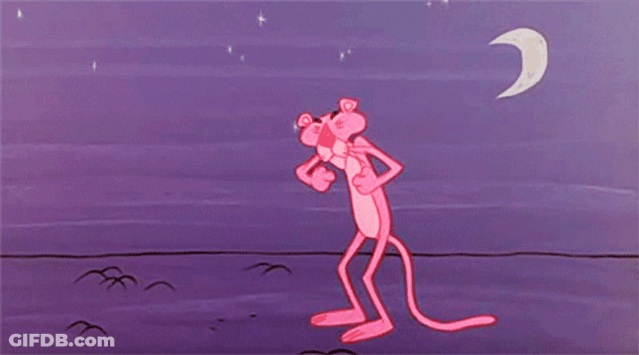 Yawning Pink Panther In Night GIF