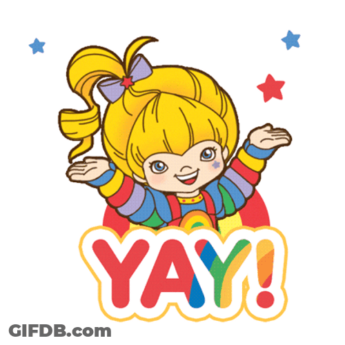 Yay Animated Girl Rainbow Brite Hallmark Congratulations GIF