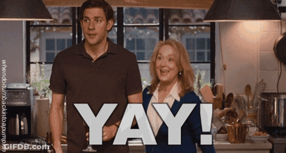 Yay Excited Jumping Meryl Streep John Krasinki GIF