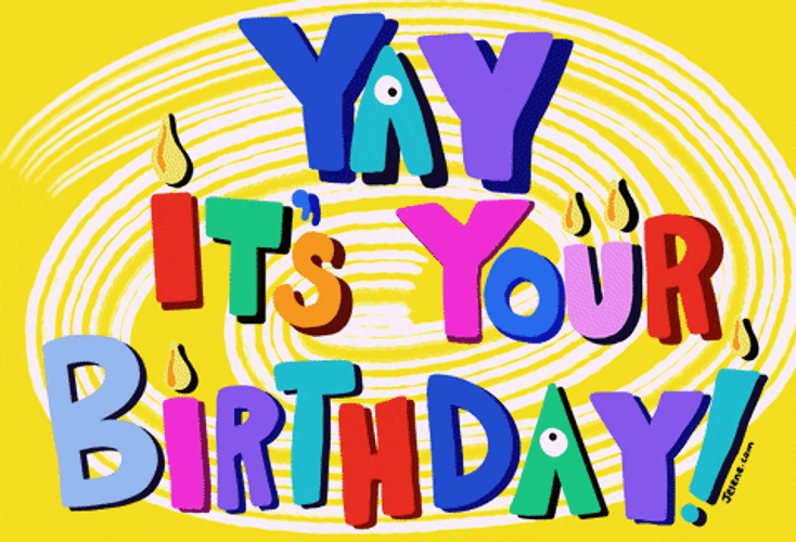 Yay It Is Your Birthday Cute Text Animation GIF