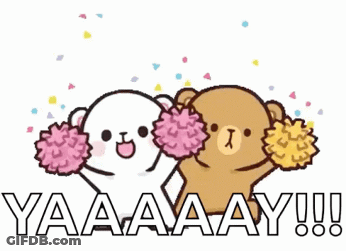 Yay Milk And Mocha Bears Cheering Confetti GIF