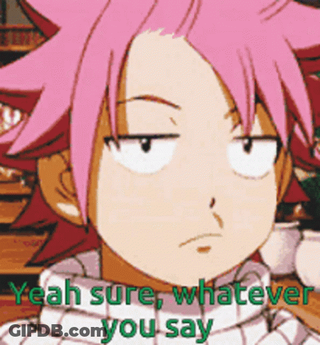 Yeah Sure Whatever You Say Pink Hair Cartoon GIF