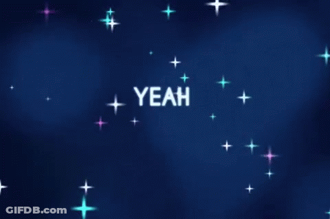 Yeah Surrounded By Stars On Blue Background GIF