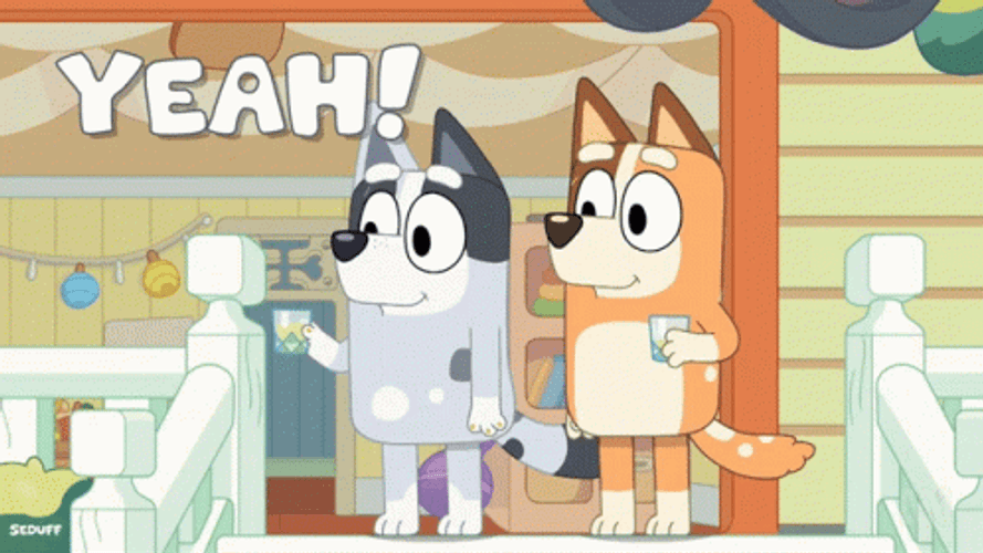 Yeah Woo Hoo Bluey Cartoon Dogs GIF