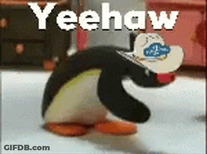 Yeehaw Animated Penguin GIF