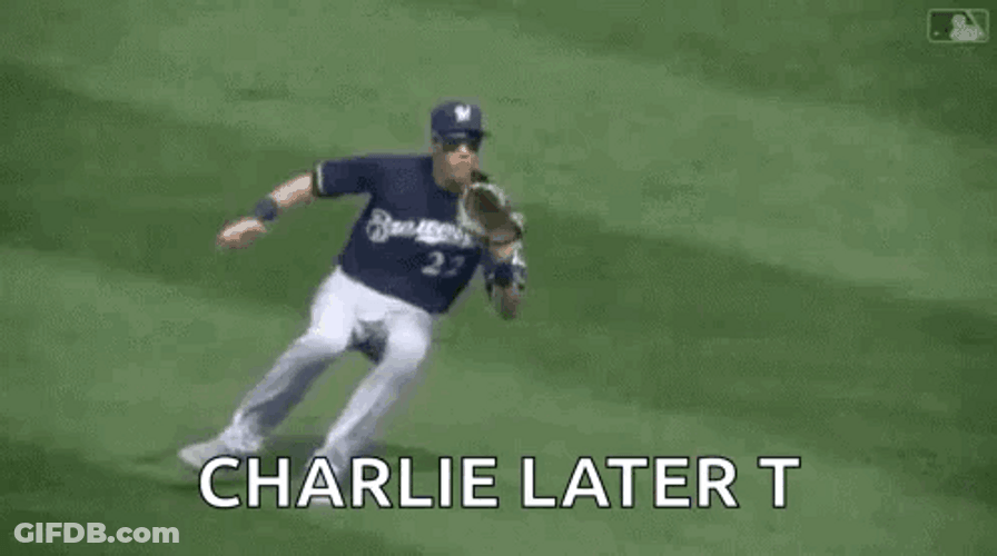 Yelich Catches Ball GIF