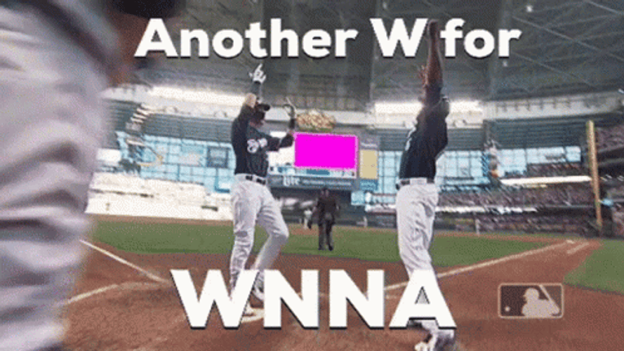 Yelich High Five And Hip Taps Teammate GIF