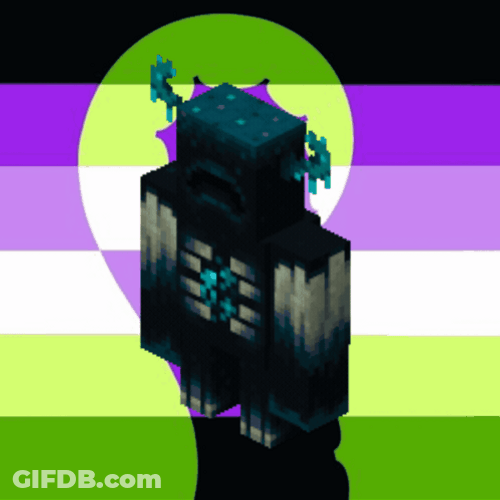 Yelling Warden Minecraft With Heart Behind Him GIF