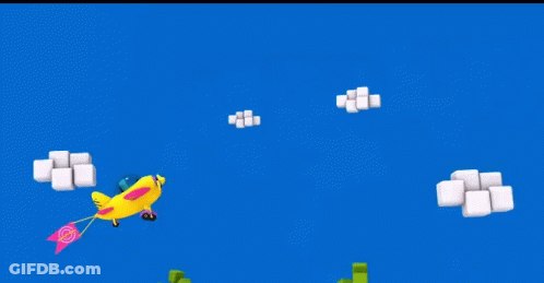 Yellow Airplane With Pink Tail GIF