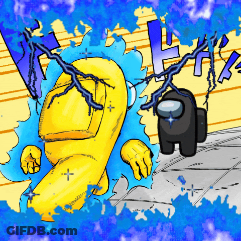 Yellow Among Us Attacked By Black Character GIF