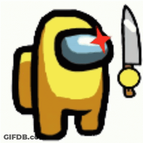 Yellow Among Us Holding Knife GIF