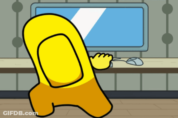 Yellow Among Us Knees Stretch Left Right GIF
