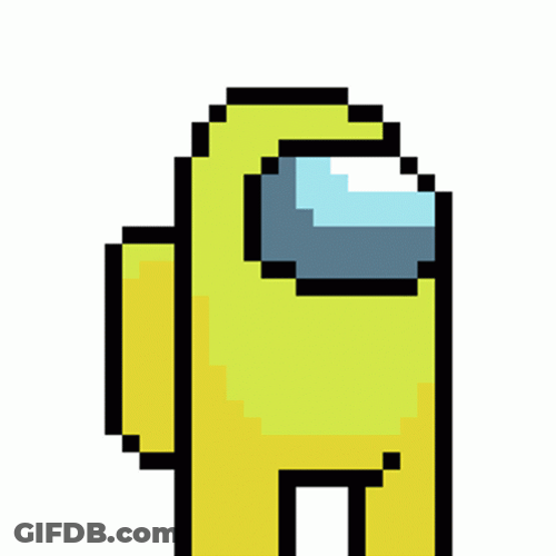 Yellow Among Us Pixelated Lines Dancing GIF