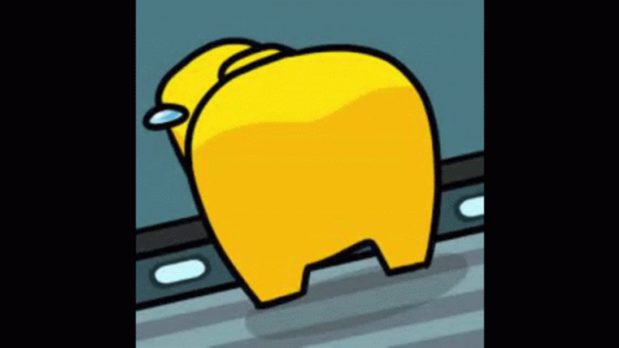 Yellow Among Us Showing Back GIF