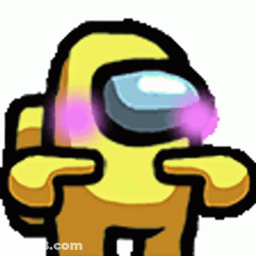Yellow Among Us Two Pointing Fingers GIF