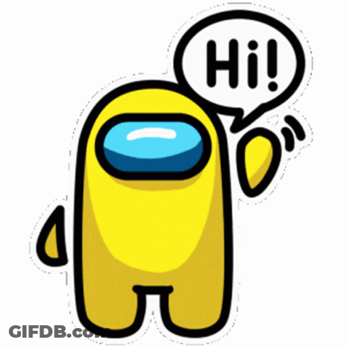 Yellow Among Us Waving Hi GIF