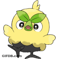 Yellow And Black Bird With Green Leaves On Face GIF