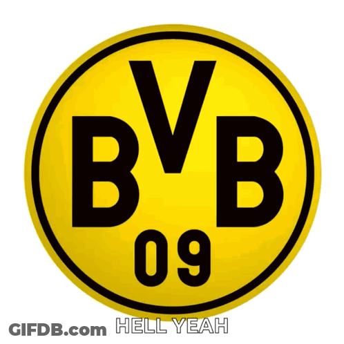 Yellow And Black BVB 09 Logo Saying Hell Yeah GIF