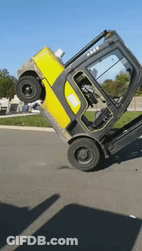 Yellow And Black Forklift With Cargo GIF