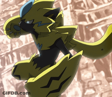 Yellow And Black Monster With Blue Lightning Bolt GIF