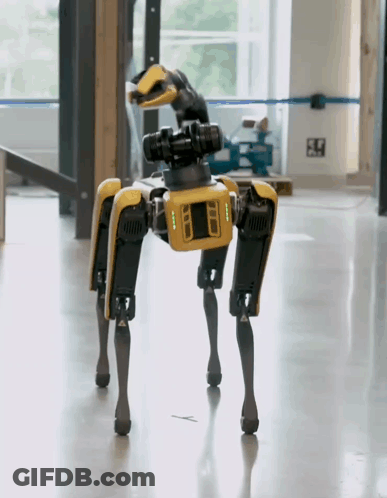 Yellow And Black Robot With Camera On Head GIF