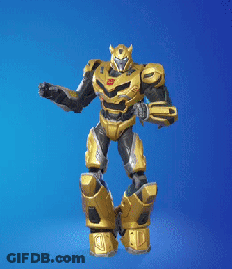 Yellow And Black Robot With Helmet On Blue Background GIF