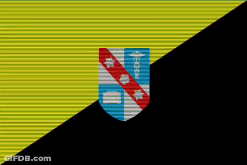 Yellow And Black Striped Background With Shield GIF
