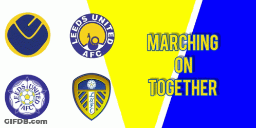 Yellow And Blue Banner Marching On Together GIF