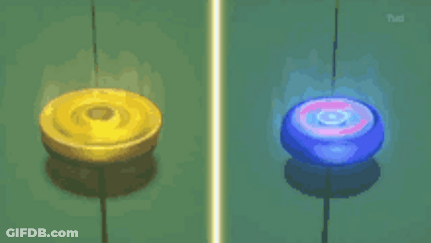 Yellow And Blue Flaming Beyblades GIF