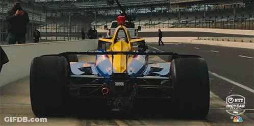 Yellow And Blue IndyCar Race Car GIF