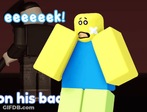 Yellow And Blue Roblox Character With Eeeeek GIF