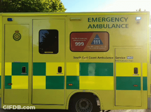 Yellow And Green Ambulance With Number 999 GIF