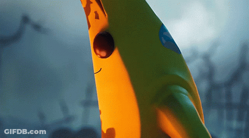 Yellow And Green Banana With Face GIF