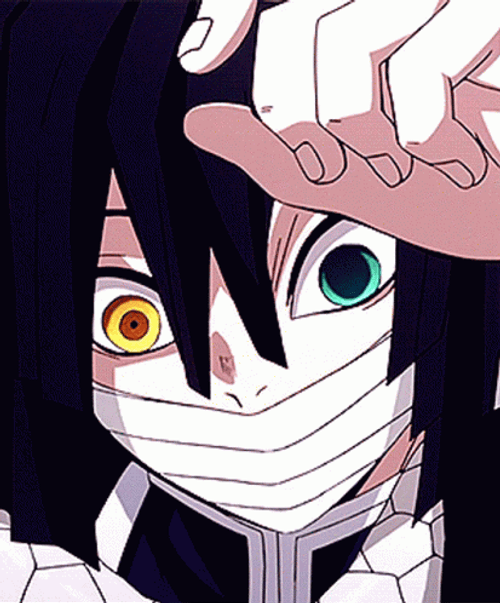 Yellow And Green Eyes Of Obanai Iguro GIF