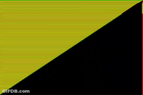 Yellow And Green Triangle On Black With Red Border GIF