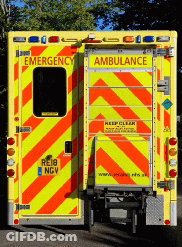 Yellow And Orange Ambulance With Emergency GIF