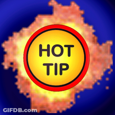 Yellow And Red Circle Saying Hot Tip GIF