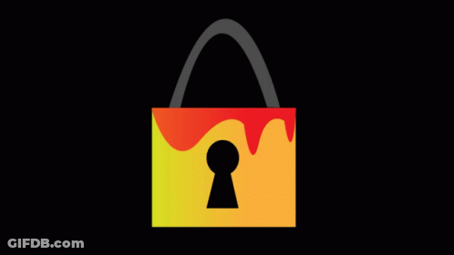 Yellow And Red Padlock With Keyhole GIF
